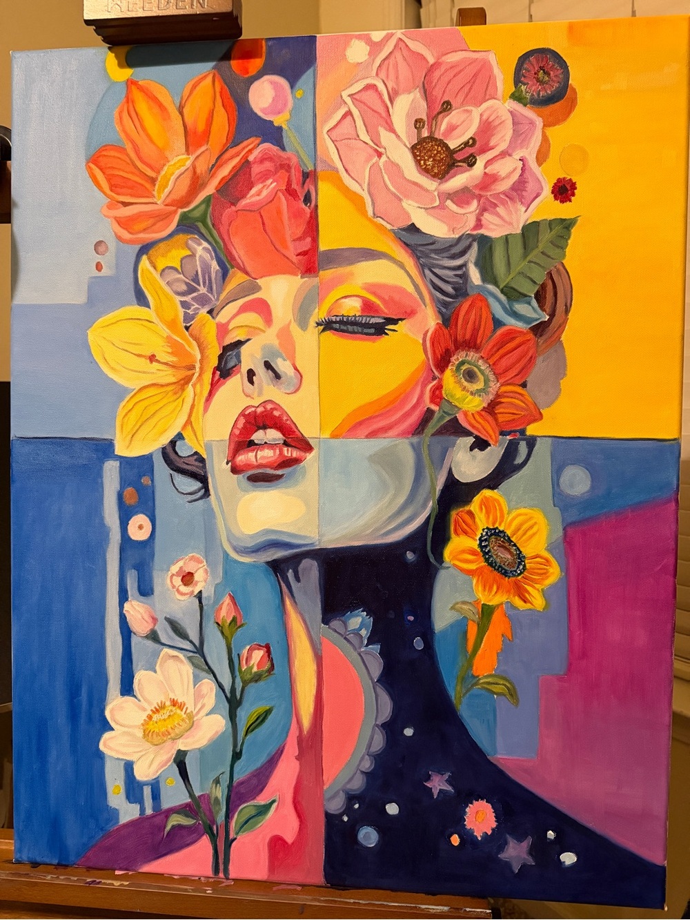 Vibrant Floral Portrait Canvas Art - Multicolor